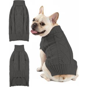 Dog Sweaters for Small Medium Large Dogs Cats, Soft Warm Turtleneck Pullover Solid Cable Knit Fleece Stretch Pet Clothes,Classic Fuzzy Coat for Puppy Girl Boys for Fall Winter Cold Weather