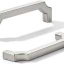 khtumeware 10-Pack 3-1/2 Inch Square Brushed Satin Nickel Cabinet Pulls, Solid Zinc Alloy Heavy-Duty Handles for Kitchen/Bathroom Cabinets, Drawers & Cupboards (3-1/2 Inch Center to Center)