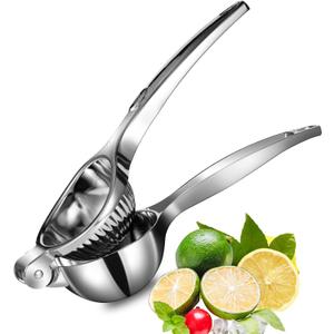 TEZZ Premium Lemon Squeezer, Large Heavy Duty Handhelp Juicer for Lemon, Metal Hand Press Citrus Juicer, Lime Squeezer Bar Tool, Manual Citrus Press (Silver)