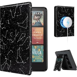 CoBak Stand Case for 7" Kindle Paperwhite 12th Gen 2024 and Kindle Colorsoft with Hand Strap - Compatible with iPhone MagSafe, for Samsung/Belkin/Anker Wireless Charging Pads, Durable, Auto Sleep Wake (Constell)