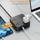 TESSAN Surge Protector Power Strip, 15 Ft Flat Plug Extension Cord with 3 USB (1 USB C) 8 Outlets, 1250W, 900J Protection, 3 Sided Outlet Extender with Power Switch for Office, Dorm Room, Black
