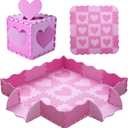 Foam Play Mat for Kids, 25pcs Square Interlocking Puzzle Floor Mat, Baby Toddler Playmat with Fence - Pink Heart