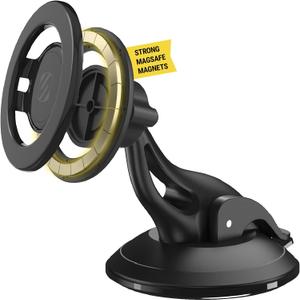 Scosche MagicMount SMSWD Magnetic Phone Holder for Car Dashboard/Windshield, MagSafe Stand, Suction Cup Phone Mount Compatible with iPhone 16 15 14 13 12 Series, Mag Safe Case & All Cell Phone (Black)