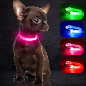YFbrite Light up Dog Collars for Night Walking, Rechargeable LED Cat Collar, Comfortable Adjustable Lighted Dog Collar Rechargable for Cats, Small, Medium and Large Dogs (Pink, XS)
