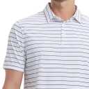 M MAELREG Mens Striped Golf Shirts Short Sleeve Silk-Like Touch Water-Resistant Breathable Soft Collared Polo Shirts for Men (3X-Large)