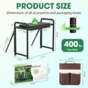 Heavy Duty Garden Kneeler & Seat with Support Legs, 400lbs Capacity Foldable Gardening Stool, Extra Thick Pad & Large Tool Organizer Bag, Ergonomic for Seniors - Dark Black