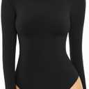 MANGOPOP Women's Crew Neck Short Sleeve Bodysuit Long Sleeve T Shirts Basic Tops Size S