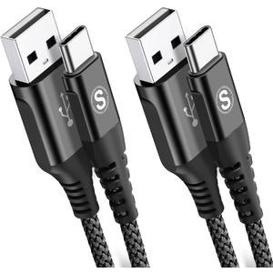 sweguard USB Type C Charger Cable [2-Pack,10ft+6.6ft+3.3ft] iPhone 15 Charger Nylon Braided Cord for iPhone 15 Pro Max Samsung Galaxy S23 S22 S21 S20 S10 S9 Note 20 10 Flip A53 A54 Pixel LG Moto PS5