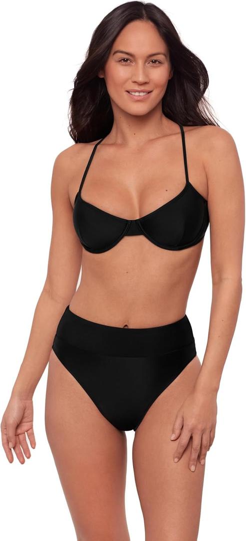 Sports Illustrated Women's X-Back Underwire Bikini Top Bikini Top (Black, S)
