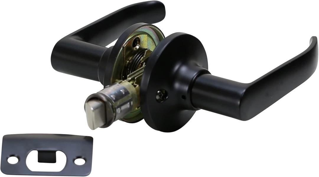 Lockset for RV - Style 3 - Lever Set - (Passage | Matte Black) - Recreational Vehicle Camper Trailer Mobile Home