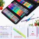 Gel Pens for Adult Coloring Books, 160 Pack Artist Colored Gel Pen with 40% More Ink, Black Case. Perfect for Drawing Doodle Crafts Journaling Planner