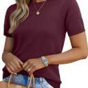 Lepunuo Women's Spring Summer Lightweight Short Sleeve Wool Blend Business Casual Knit Tops Pullover Sweaters (Medium)