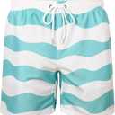 JOYSON Mens Swim Trunks Quick Dry 5 Inch Swim Shorts Bathing Suits with Mesh Lining Pockets (White, L)