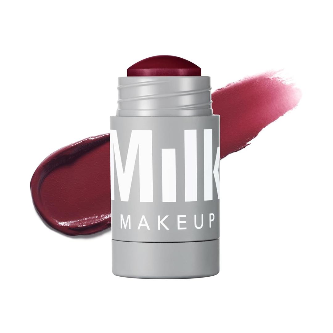 Milk Makeup Lip + Cheek Stick  Multi-Use Cream Blush + Lip Color with Mango Butter, Avocado Oil + Apricot Oil  Hydrating, Buildable, Long-Lasting, Vegan Formula (Quickie - Deep Plum)