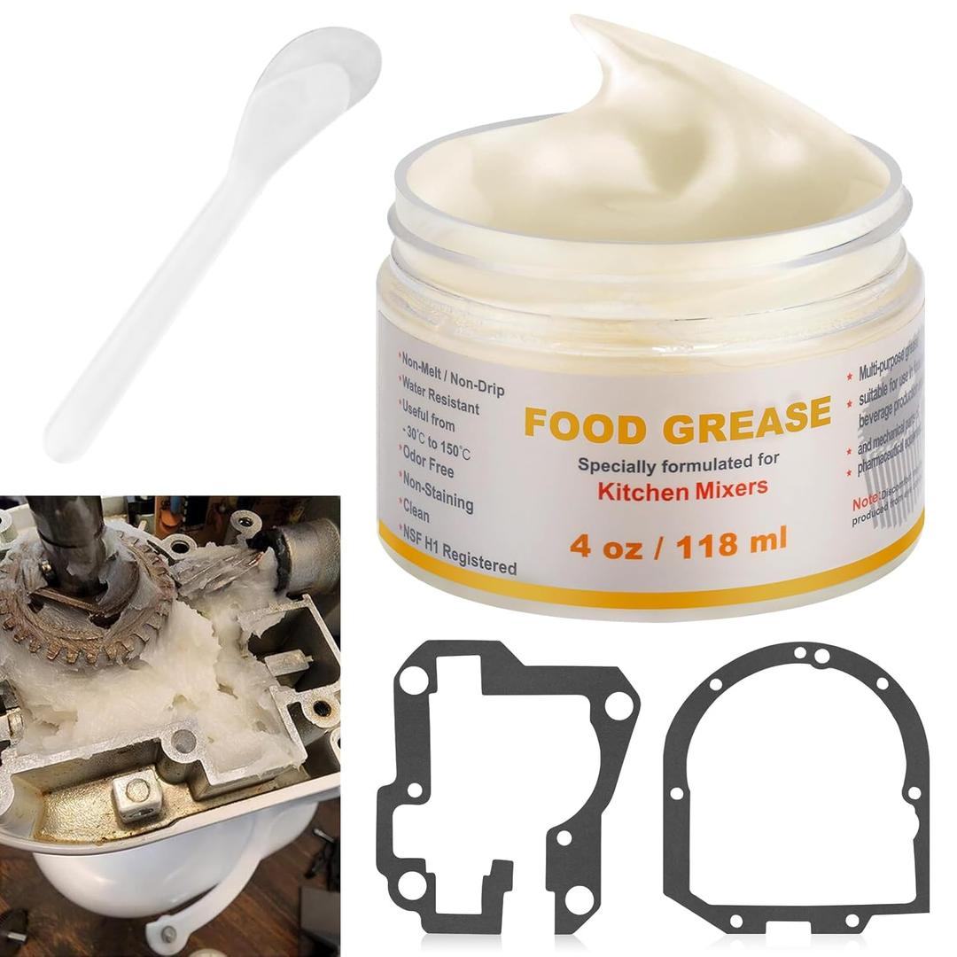 4 Oz Food Grade Grease for Kitchen Aid Stand Mixer - by Huthbrother, Universally for Kitchen Stand Mixer, Mixer Gear Attachments, Include Gasket 9709511 4162324 with Spatula, NSF-H1 Accredited