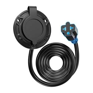 20A 125V AC Port Plug,12AWG Heavy-Duty RV Shore Power Inlet Plug with 5-in-1 T-Blade Adapter & 12ft Extension Cord,Waterproof AC Power Inlet Socket Outlet Box Integrated Outdoor Electrical Receptacle