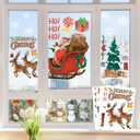 2 x Christmas Party Decorations - Snowflake Window Clings Stickers for Glass | Christmas Decorations Indoor Outdoor - Holiday Santa Claus Reindeer Decals Xmas Decor Party Favors Supplies for Outside 2025 (White Red)