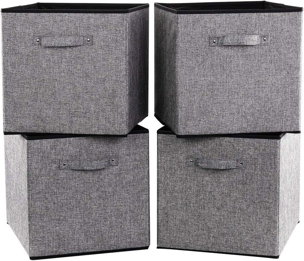 Robuy Cube Storage Bins, 13x15x13 inch Stroage Bin,4-Pack Large Storage Boxes with Handle for Organizing Shelf,Nurery,Home,Colset