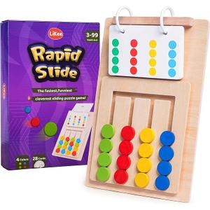 LiKee Slide Puzzle Color Sorting Matching Toys, Airplane Car Travel Busy Board for Toddler NoLoseParts and Portable, Montessori Wooden Educational Toys Board Games for Kids Boys Girls 3+ Years Old