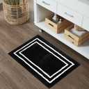 Uphome Bath Mat for Bathroom, 18x26 Modern Black Bathroom Rug Non Slip Machine Washable, Soft Plush Microfiber Absorbent Bathroom Mat for Tub, Shower, Floor, Sink