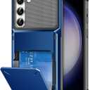 COOYA for Samsung S23 Case Wallet 5 Credit Card Holder Slot Flip Cover Galaxy S23 Wallet Case Back Pocket Dual Layer Protective Hard Shell TPU Rubber Bumper for Samsung Galaxy S23 6.1 Blue