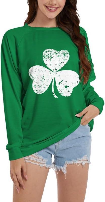 TMSD Women's Mardi Gras St Patrick's Day Sweatshirt Raglan Sleeve Crew Neck Top (Large)