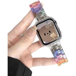 Compatible with Apple Watch Band 49mm 46mm 45mm 44mm 42mm 41mm 40mm 38mm, Fashion Lightweight Bracelet Strap for iWatch Series10/9/8/7/6/5/4/3/2/SE/Ultra 2 (Acrylic Colorful)