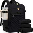 LOVEVOOK Travel Backpack for Women, TSA Personal Item Travel Bag fits 18" Laptop, Carry On Backpack for Weekender Business Hiking, Black (18 Inch-4Pcs)