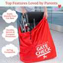 J.L. Childress Gate Check Bag for Single & Some Double Strollers - Travel Bag for Airplane, Fits Most Standard Baby Strollers, Airport Accessories for Gate Check, Flying Essentials - Red
