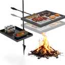 ABSCONDO Height-Adjustable Campfire Grill grate, Swivel Fire Pit Grilling Grate, Heavy Duty Portable Over Fire Cooking Grate with Handbag for Outdoor Camping Hiking Backpacking and Family Gatherings