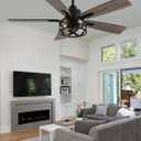 52" Farmhouse Rustic Caged Chandelier Fan with Light