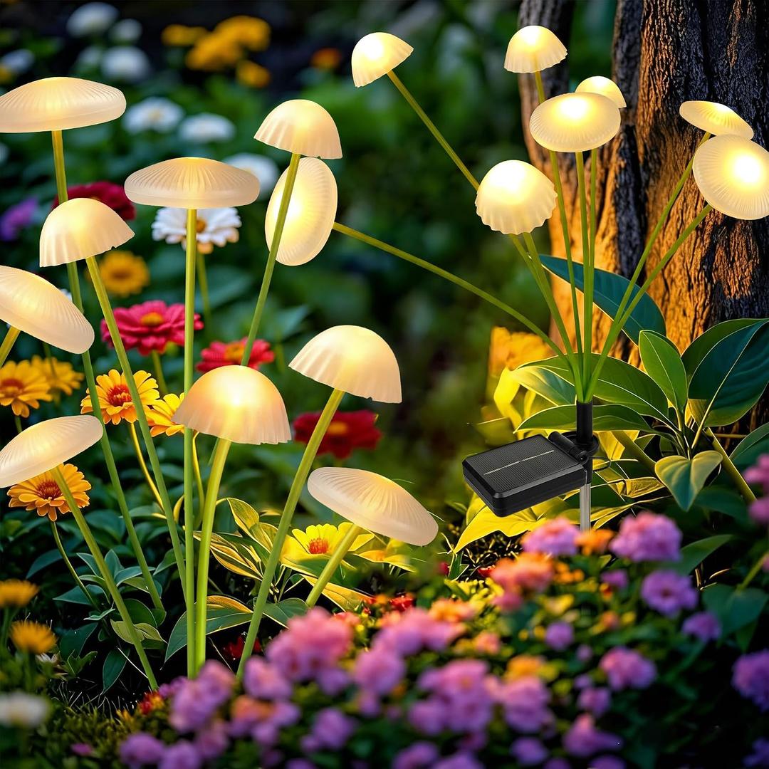 Solar Garden Lights Outdoor, Solar Lights Garden Decor, Swaying Mushroom Lights Waterproof for Yard, Patio,Pathway Christmas Decoration,Gifts for Mom(Warm White)