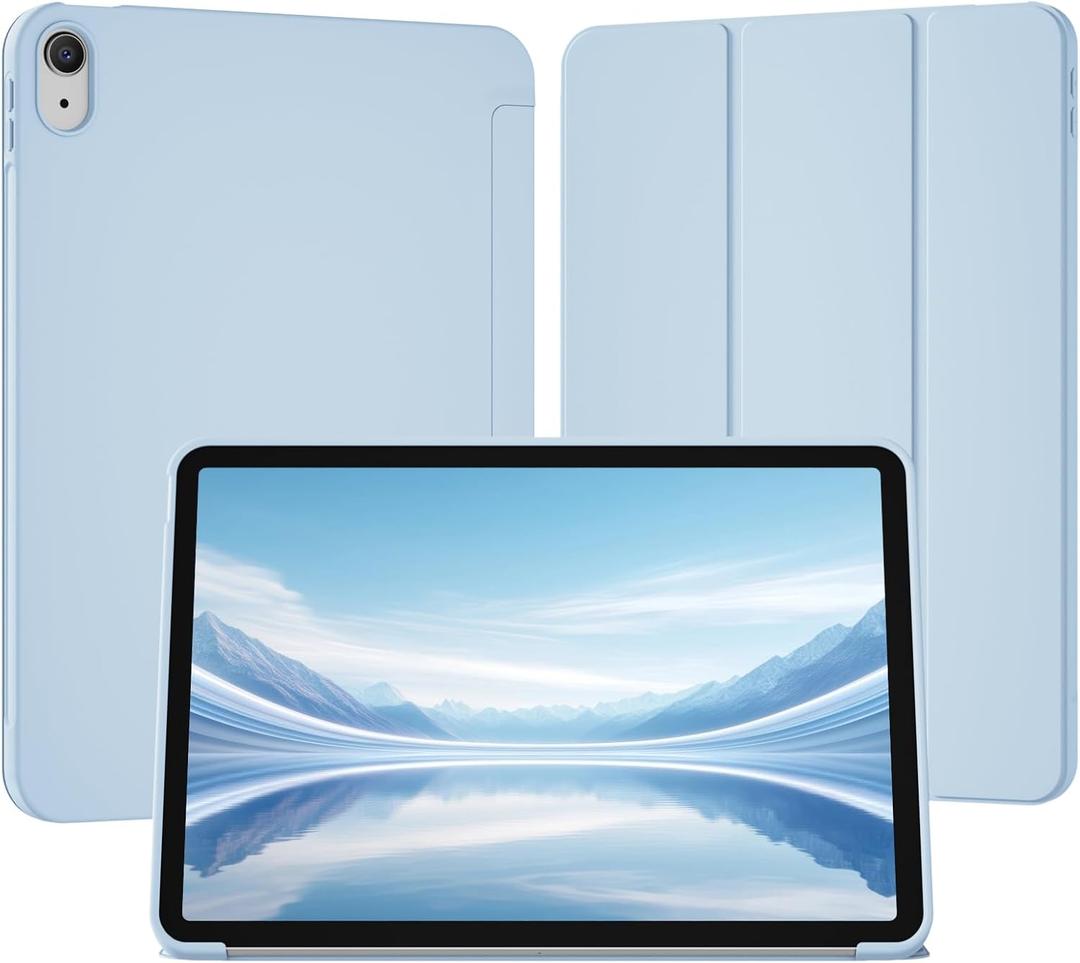 Case for iPad Air 11 Inch (M4/M3/M2, 2026/2025/2024), for iPad Air 5th/4th Gen 10.9 Inch Without Pencil Holder, Slim Folio Trifold Stand Cover with Soft TPU Back, Auto Wake/Sleep, Sky Blue