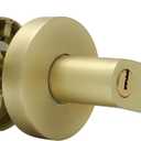 Brushed Gold Interior Handle with 3 Keys, Interior Gold Privacy Lever for Bedroom & Bathroom, Reversible Left/Right, Easy 510 Min DIY Installation, Heavy-Duty Build, 1 Pack