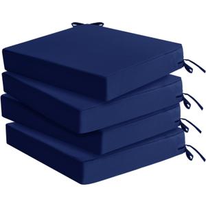 Outdoor Chair Cushions Set of 4, Waterproof & Fade Resistant Seat Cushion for Patio Furniture - 18.5 x 16 Inch Chair Pads with Ties and Hidden Zipper - Patio Chair Cushion Replacement, Navy Blue (18.5x16x2 Inch | 4 Pack)