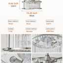 20" Silver Crystal Fandelier Ceiling Fans with Lights, Silver Crystal Industrial Chandelier Ceiling Fan with Light and Remote, Caged with 6 Speeds for Bedroom, Nursery, Living Room