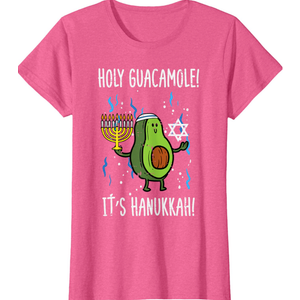 Holy Guacamole Hanukkah Avocado Chanukah Jew Men Women Kids T-Shirt, Pink, Women, 3XL