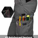 SWISSWELL Mens Tactical Cargo Pants Water Resistant Ripstop Lightweight Hiking Work Pants with 8 Pockets Elastic Waistband Grey 32×32