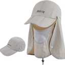 icolor Sun Hats for Men Women with Neck Flap,Foldable Sun Cap Fishing Sun Hats,UPF50+ Sun Protection Ponytail Hats (One Size, Khaki)