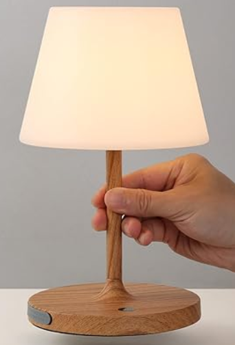 Outdoor Battery Operated Table Lamp, IP54 Waterproof Shower Lamp, 4000mAh Rechargeable Cordless Lamp, 3 Color Temperatures Dimmable, Small Touch Table Lamp for Bedroom, Patio, Camping, Restaurant