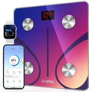 RENPHO Smart Scale for Body Weight, FSA HSA Eligible, Digital Bathroom Scale BMI Weighing Bluetooth Body Fat Scale, Body Composition Monitor Health Analyzer with Smartphone App (11"/280mm, Red Gradient)