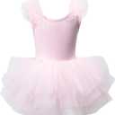KARETT Toddler Ballet Outfit Sleeveless with Snap Gymnastics Leotards for Girls 1-7Y (Pink)
