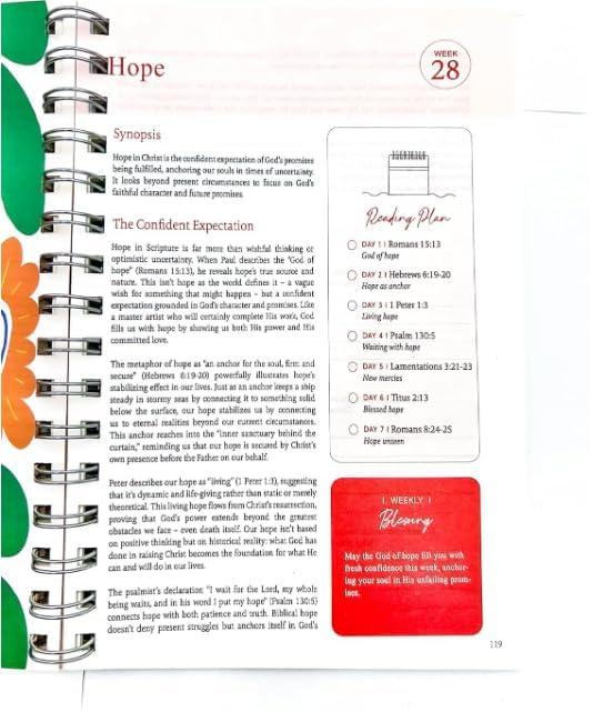 KBBYT The Bible In A Year: Spiral Bible Study Guide, 52-Week Bible Study Plan, A Yearlong Bible Study for Women (8.27 * 5.83inch)