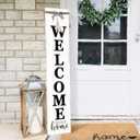 MODE HOME Solid Wood Farmhouse Welcome Sign for Front Porch, 47x10 Inch Large Farmhouse Style Rustic Welcome Sign Stand for Front Door or Entryway(Whitewashed)