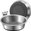 Stainless Steel Dog Bowls, Non Slip Dog Metal Bowls, 2 Pack Food and Water Pet Feeders Heavy Duty Dishwasher Safe (16oz, 2cup)