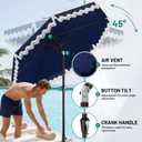AreShark 9FT Patio Umbrella with Fringe, Wind-Resistant Fiberglass 8 Ribs Tassel Outdoor Umbrella with Crank and Push Button Tilt, Double Tier Vent Sun Shade for Pool, Deck, Backyard, Navy