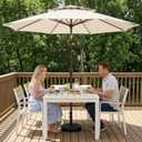 Tobeos 10 FT Outdoor Patio Umbrella, 2 Tiers Market Table Umbrella with 8 Sturdy Ribs, Push Button Tilt and Crank, UPF50+ UV Protection for Deck, Pool, Garden and Backyard, Cream White