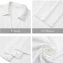 Womens 3 4 Sleeve Blouse Long Sleeve Business Casual Tunic Tops V Neck Work Tops Textured Dressy Casual Shirts (White, L)