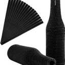 64 Set Wine Bags for Travel Honeycomb Paper, Reusable Glass Liquor Bottle Sleeves, Proof Hardened Safety and Impact Resist for Shipping Packing Transport Black