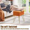 Greenstell Vanity Stool Chair Faux Fur with Storage, 15.7"L x 11.8"W x 19.4"H Soft Ottoman 4 Metal Legs with Anti-Slip Feet, Furry Padded Seat, Modern Multifunctional Chairs for Makeup, Bedroom,Orange